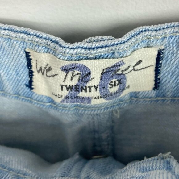 Free People Going Rogue Denim Skirt Size 26 Button Fly Light Wash Raw Hem Boho - Picture 5 of 8